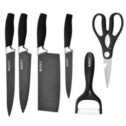 Set di 6 coltelli da cucina con forbici e pelapatate CARBON / Nero
