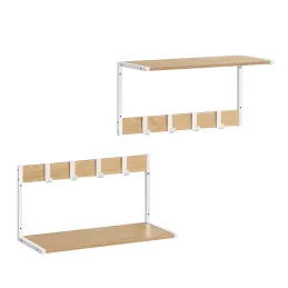 Set di 2 appendiabiti da parete BROOKLYN / Bianco - legno chiaro