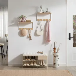 Set di 2 appendiabiti da parete BROOKLYN / Bianco - legno chiaro