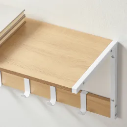 Set di 2 appendiabiti da parete BROOKLYN / Bianco - legno chiaro