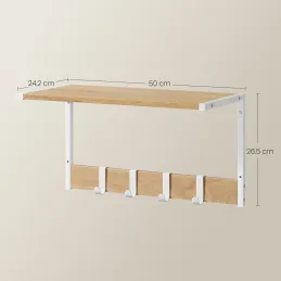 Set di 2 appendiabiti da parete BROOKLYN / Bianco - legno chiaro