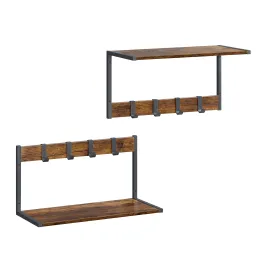 Set di 2 appendiabiti da parete BROOKLYN / Nero – legno vintage
