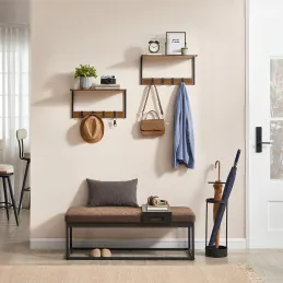 Set di 2 appendiabiti da parete BROOKLYN / Nero – legno vintage