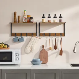 Set di 2 appendiabiti da parete BROOKLYN / Nero – legno vintage