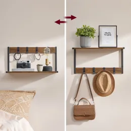 Set di 2 appendiabiti da parete BROOKLYN / Nero – legno vintage