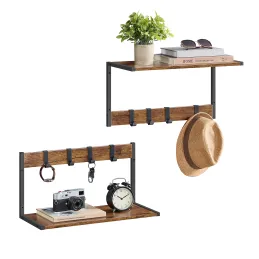 Set di 2 appendiabiti da parete BROOKLYN / Nero – legno vintage