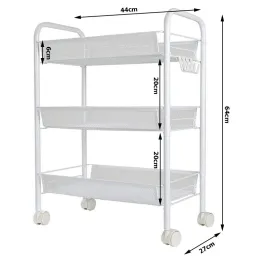Carrello portaoggetti su ruote ELEGAN / Bianco opaco