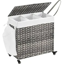 Cesto portabiancheria in rattan ASTRA 140L / Nero