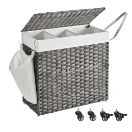 Cesto portabiancheria in rattan ASTRA 140L / Nero