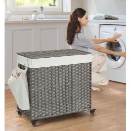 Cesto portabiancheria in rattan ASTRA 140L / Nero