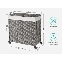 Cesto portabiancheria in rattan ASTRA 140L / Nero