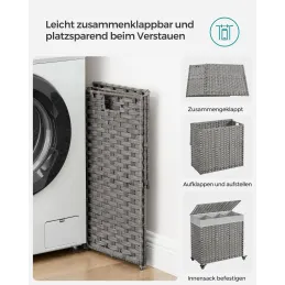 Cesto portabiancheria in rattan ASTRA 140L / Nero