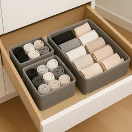 Set da 6 contenitori portaoggetti per armadio MAXO / Grigio