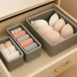Set da 6 contenitori portaoggetti per armadio MAXO / Grigio