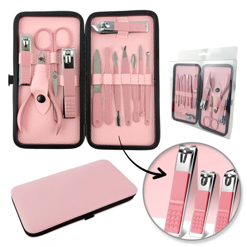Set professionale per manicure da 12 pezzi / Rosa