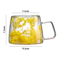 Tazza termica per bevande con fiori FLOWER GLASS 180 ml / Gialla