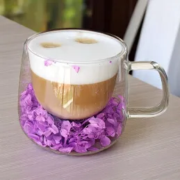 Bicchiere termico per bevande con fiori FLOWER GLASS 180 ml / Viola