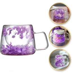 Bicchiere termico per bevande con fiori FLOWER GLASS 180 ml / Viola