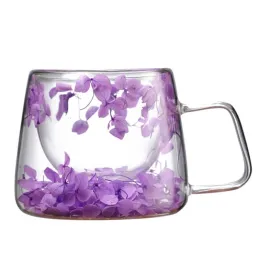 Bicchiere termico per bevande con fiori FLOWER GLASS 180 ml / Viola