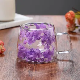 Bicchiere termico per bevande con fiori FLOWER GLASS 180 ml / Viola