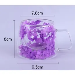 Tazza termica per bevande con fiori FLOWER GLASS 180 ml / Verde