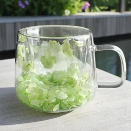 Tazza termica per bevande con fiori FLOWER GLASS 180 ml / Verde