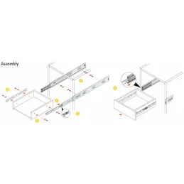 Coulisse per cassetti con cuscinetti, 46 mm HETTICH KA 5632 / Senza ammortizzatore