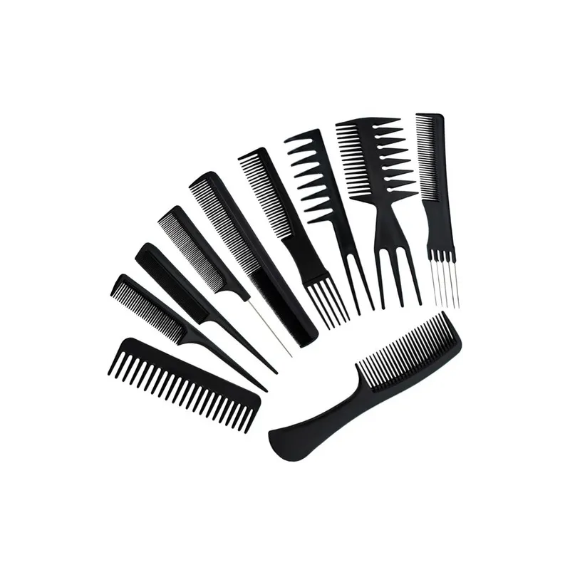 Set da 10 pettini da barbiere BARBER / Nero