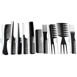 Set da 10 pettini da barbiere BARBER / Nero