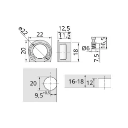 Eccentrico per mensola con tirante, 20 mm / Bianco – 10 pezzi