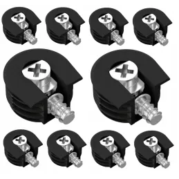 Eccentrico per ripiano con perno da 20 mm / Nero - 10 pezzi