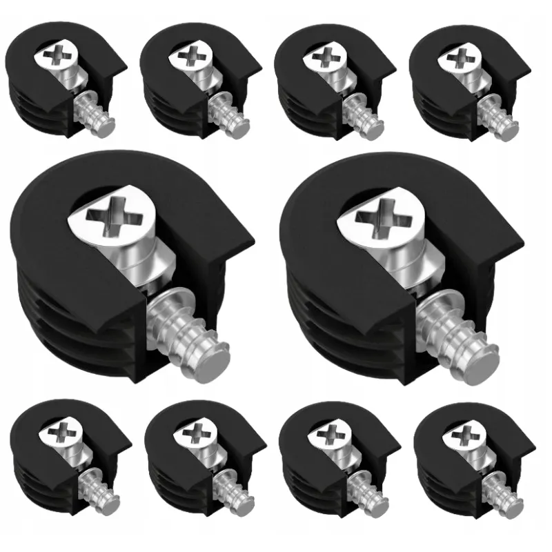Eccentrico per ripiano con perno da 20 mm / Nero - 10 pezzi