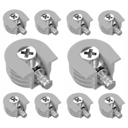 Eccentrico per ripiano con perno da 20 mm / Grigio – 10 pz.