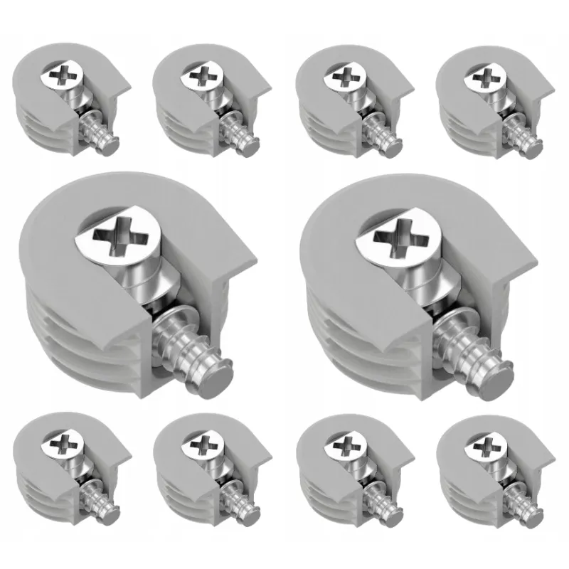 Eccentrico per ripiano con perno da 20 mm / Grigio – 10 pz.