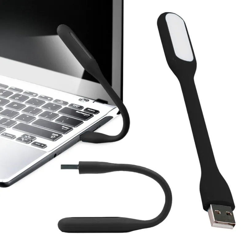 Lampada flessibile in silicone USB per notebook PAD / Nera