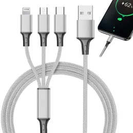 Caricatore per telefono 3-in-1 USB-A PRACTICO / Argento