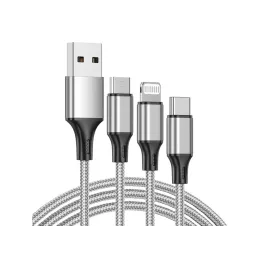 Caricatore per telefono 3-in-1 USB-A PRACTICO / Argento