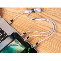 Caricatore per telefono 3-in-1 USB-A PRACTICO / Argento