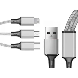 Caricatore per telefono 3-in-1 USB-A PRACTICO / Argento
