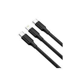 Caricabatterie per telefono 3-in-1 USB-A PRACTICO / Nero