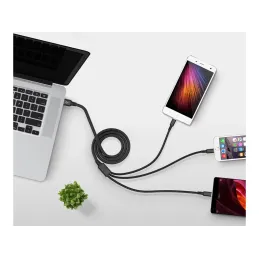 Caricabatterie per telefono 3-in-1 USB-A PRACTICO / Nero