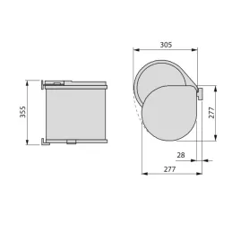 Cestino rotondo KLASIK 13L / Acciaio inox - nero
