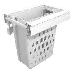 Cesto portabiancheria estraibile con chiusura ammortizzata TARRO / Bianco