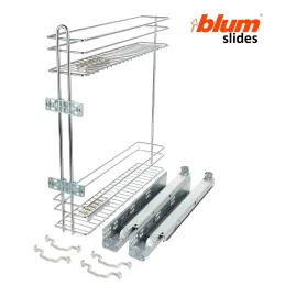 Cestello laterale ad estrazione totale SMART con chiusura ammortizzata sulle guide BLUM / Cromo lucido