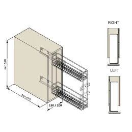 Cestello laterale ad estrazione totale SMART con chiusura ammortizzata sulle guide BLUM / Cromo lucido