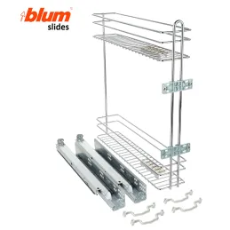 Cestello laterale ad estrazione totale SMART con chiusura ammortizzata sulle guide BLUM / Cromo lucido