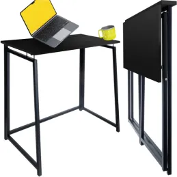 Scrivania da ufficio pieghevole VITTO 800 x 400 / Nero - Legno nero