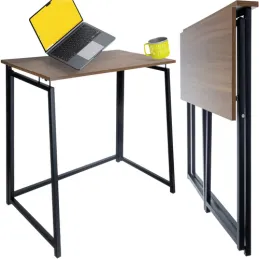 Scrivania da ufficio pieghevole VITTO 800 x 400 / Nero - legno marrone