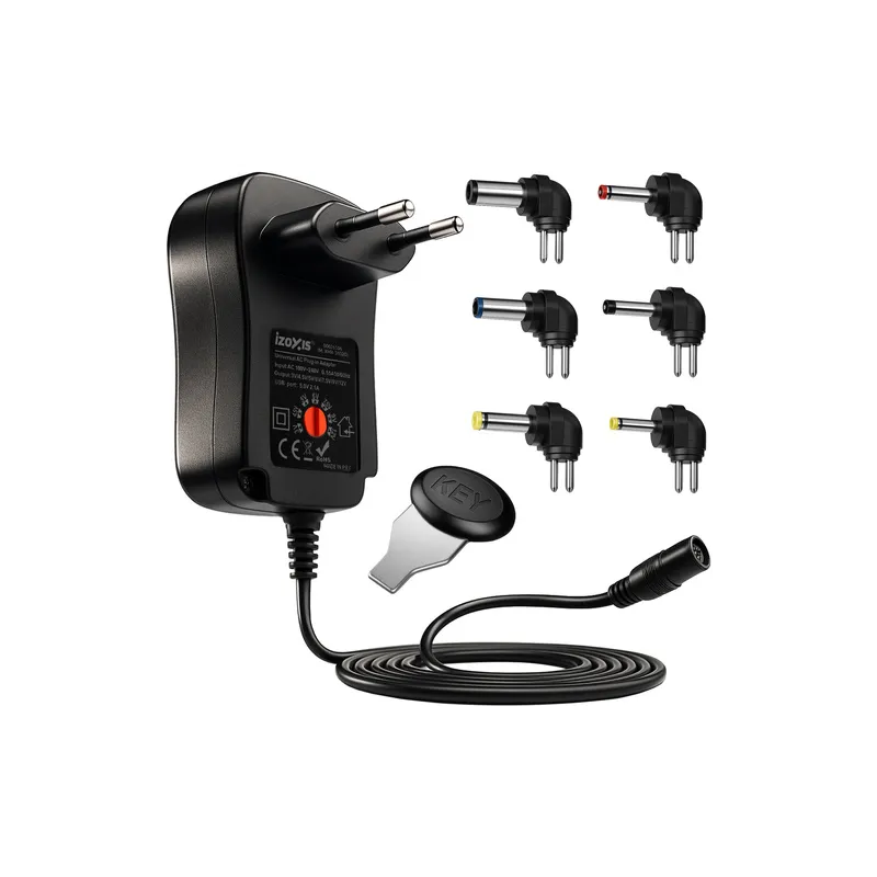 Alimentatore universale con 6 connettori da 3-12 V + USB / Nero