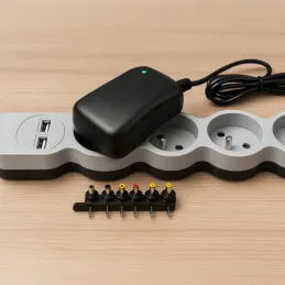 Alimentatore universale con 6 connettori da 3-12 V + USB / Nero